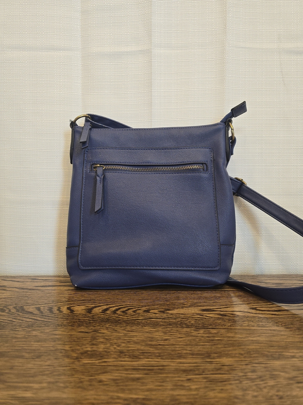 Style & Co. Hudsonn North South Crossbody Bag - Navy Blue Faux Leather